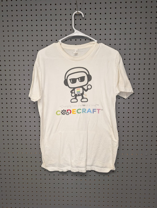 Front of white Codecraft t-shirt