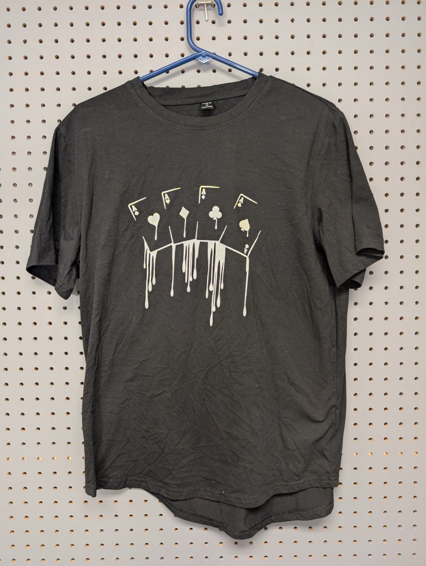 Front of black Shein playing cards t-shirt