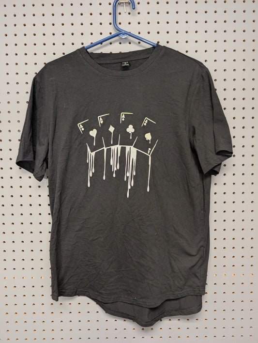Front of black Shein playing cards t-shirt