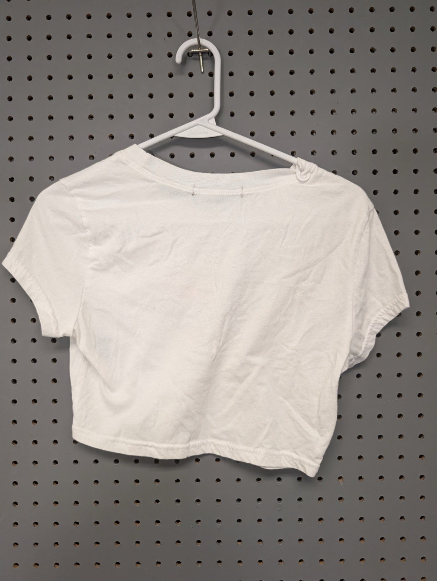 Back of plain white crop top