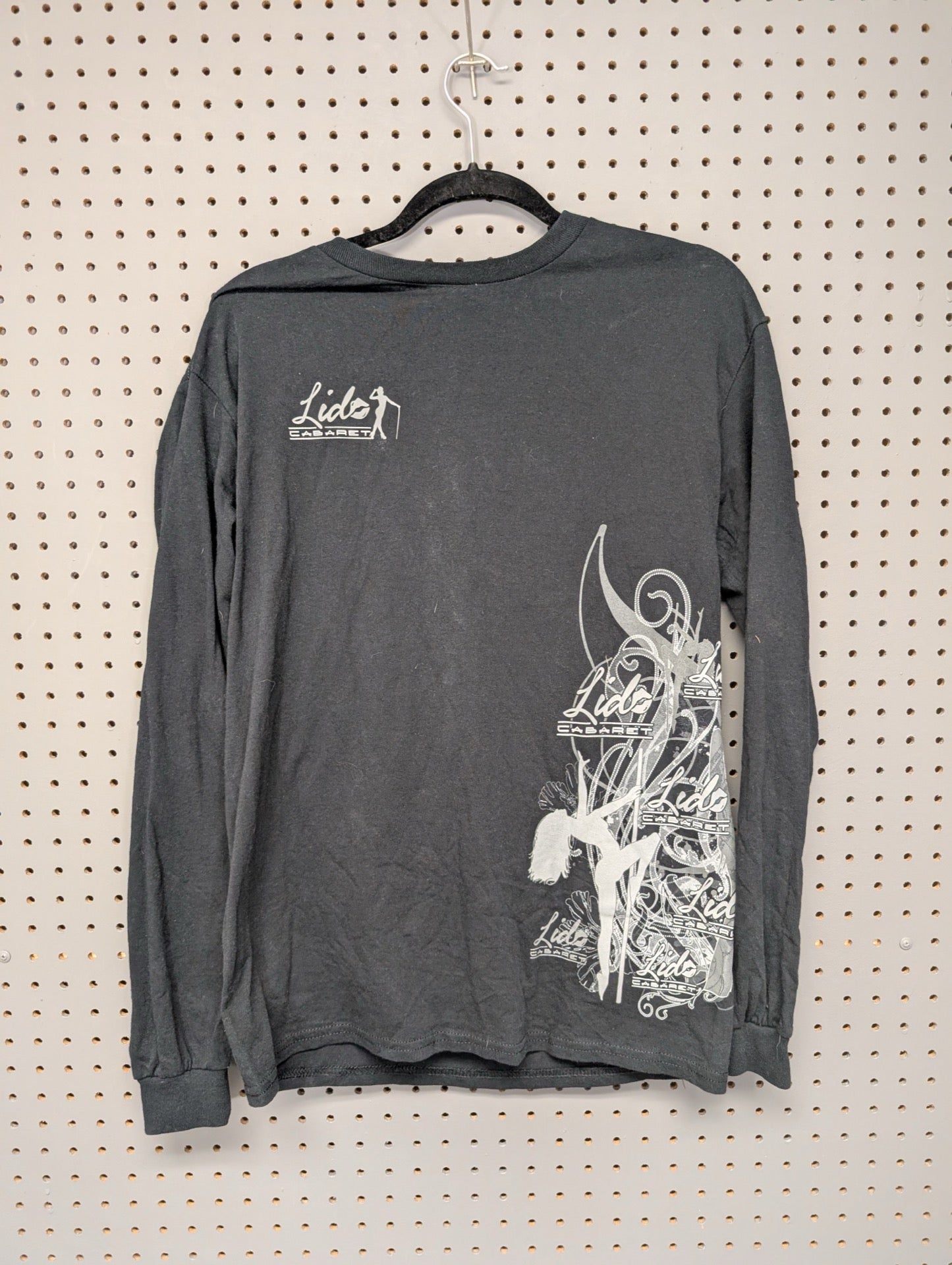 Front of black Lido Cabaret long sleeve shirt