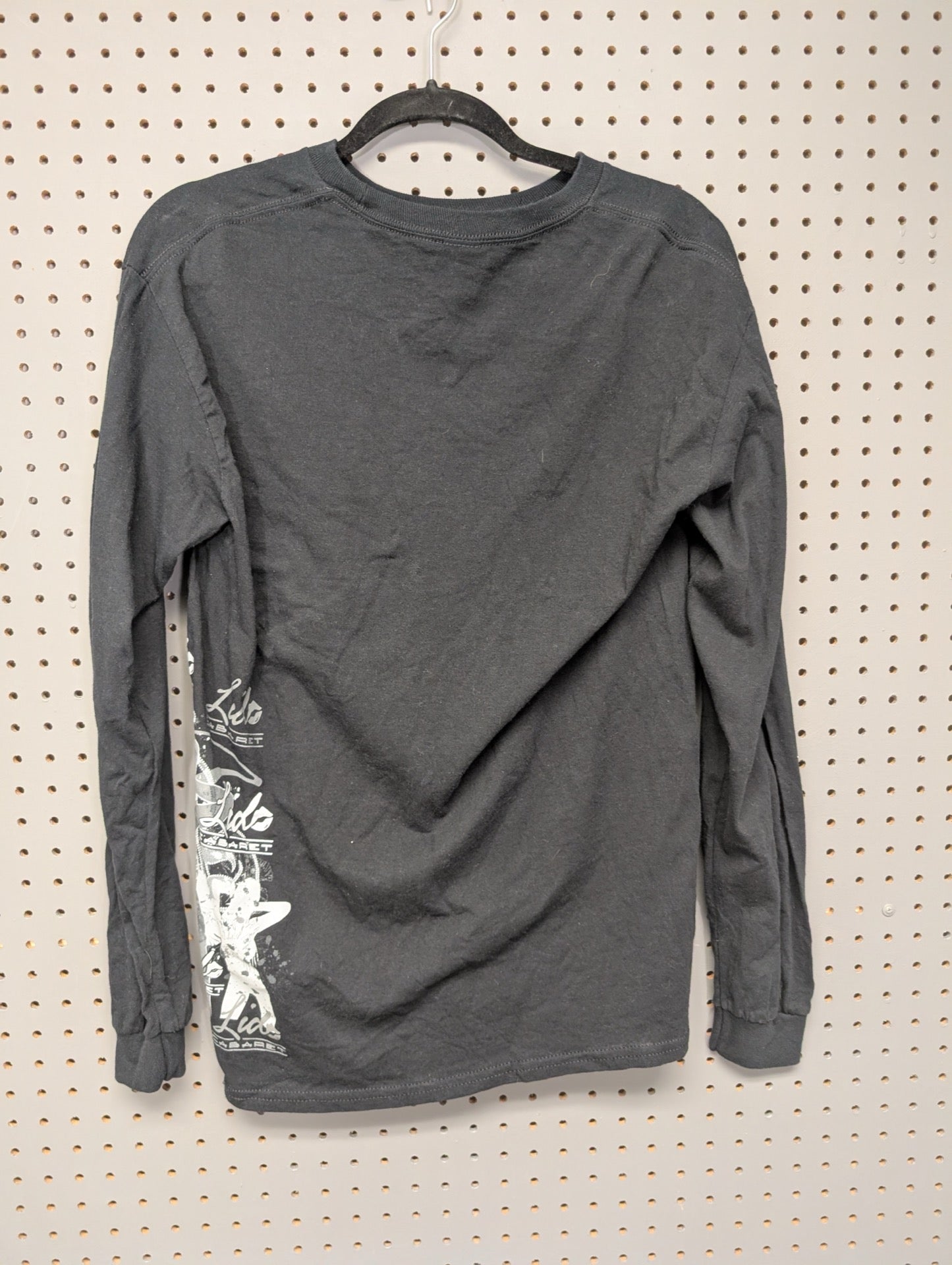 Back of black Lido Cabaret shirt