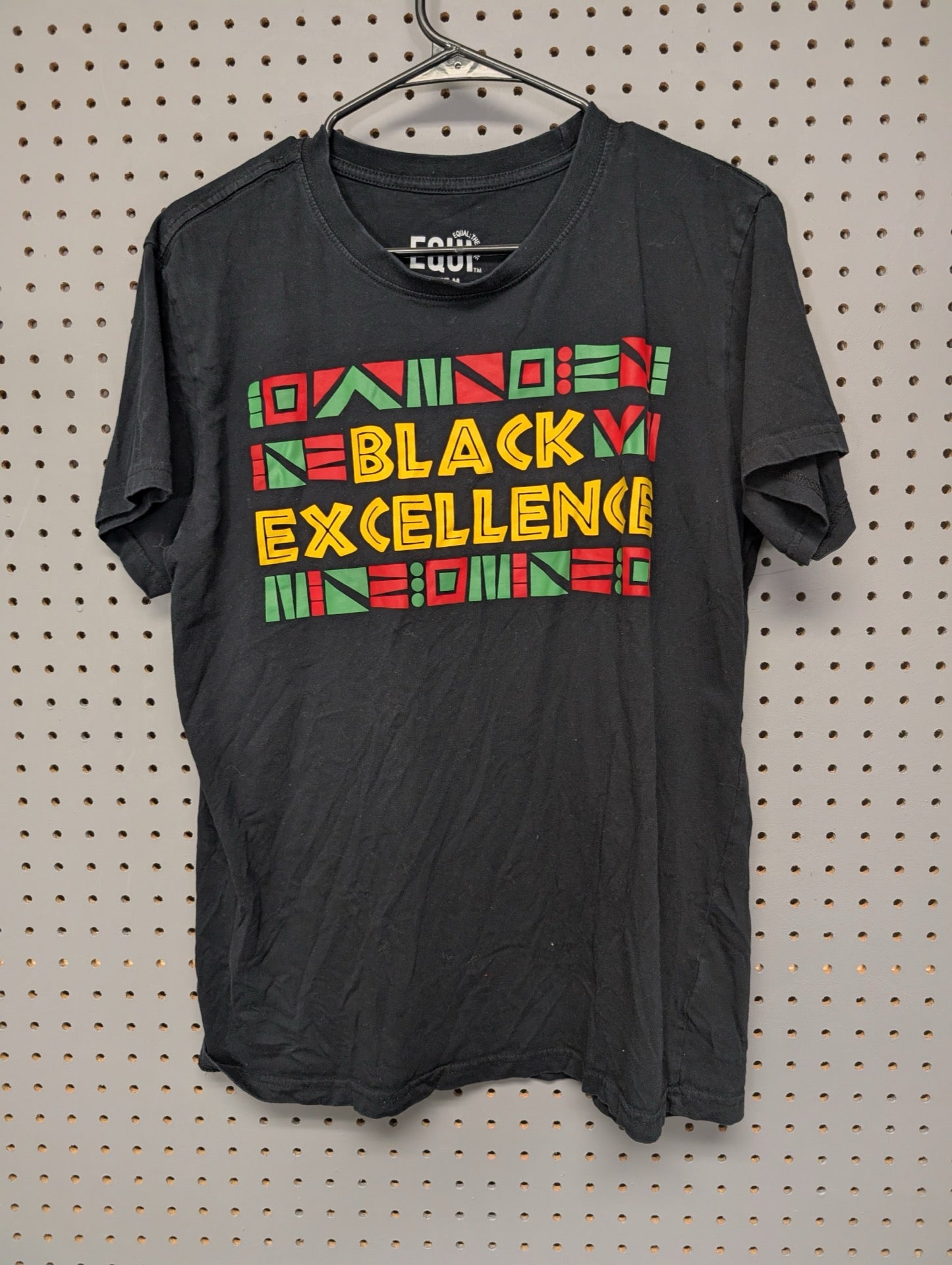 Front of black EQUI Black Excellence t-shirt