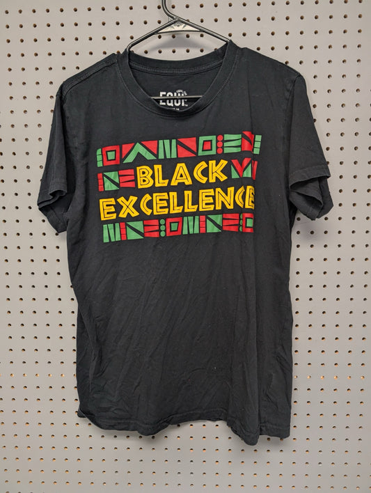 Front of black EQUI Black Excellence t-shirt