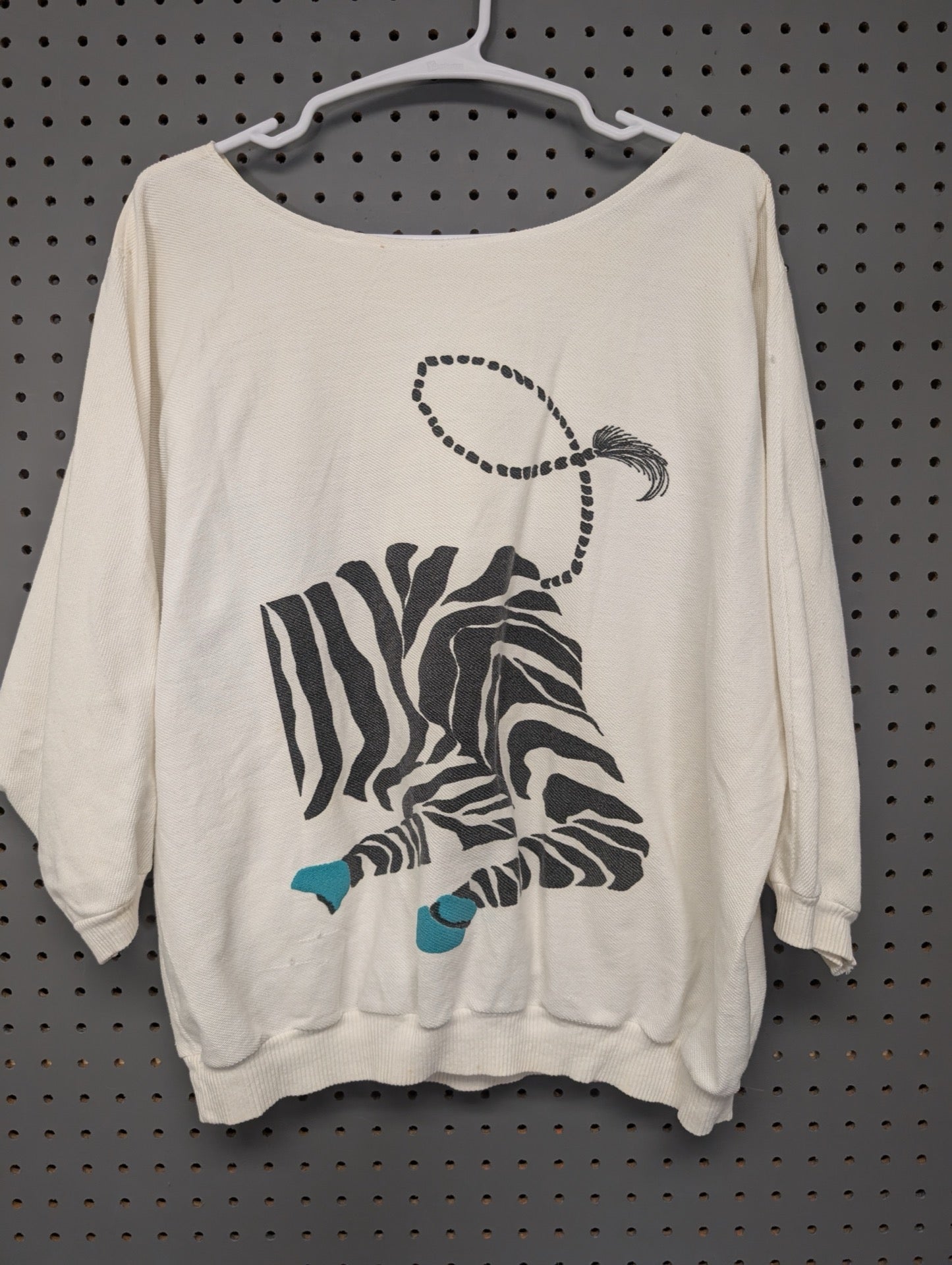 Back of plain white slouchy sweatshirt