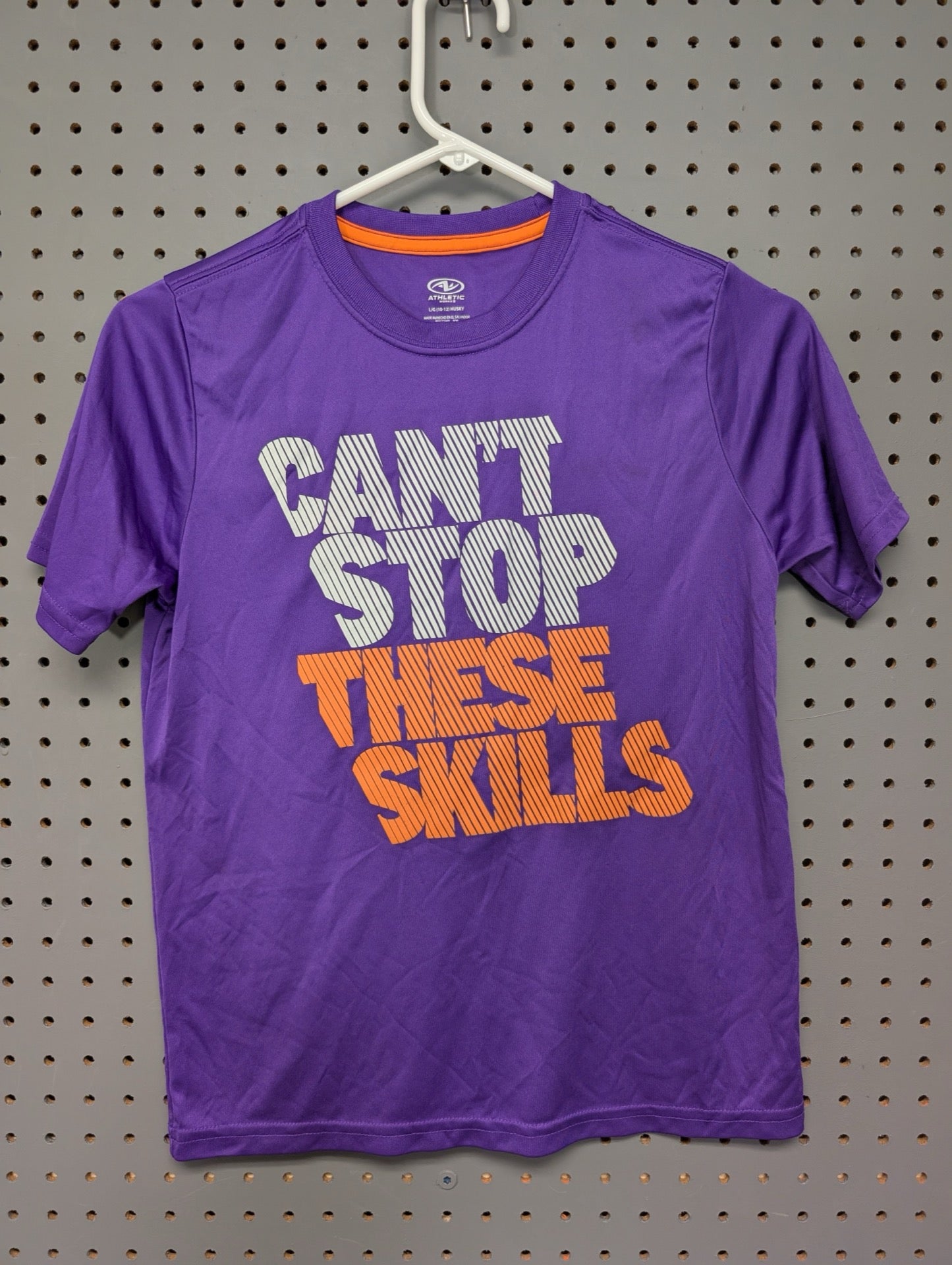 Front view of purple Athletic Works boys t-shirt