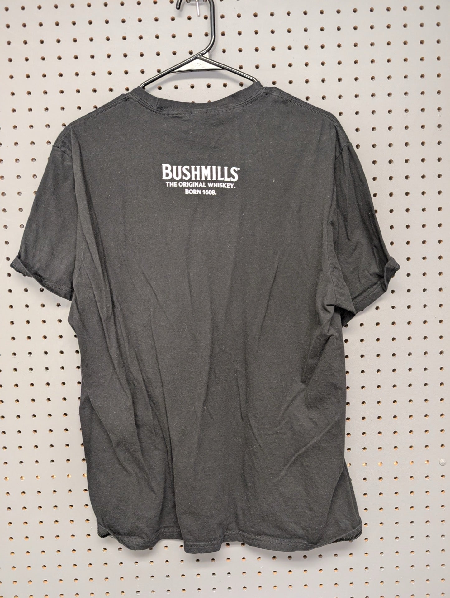 Back of Bushmills t-shirt showing logo