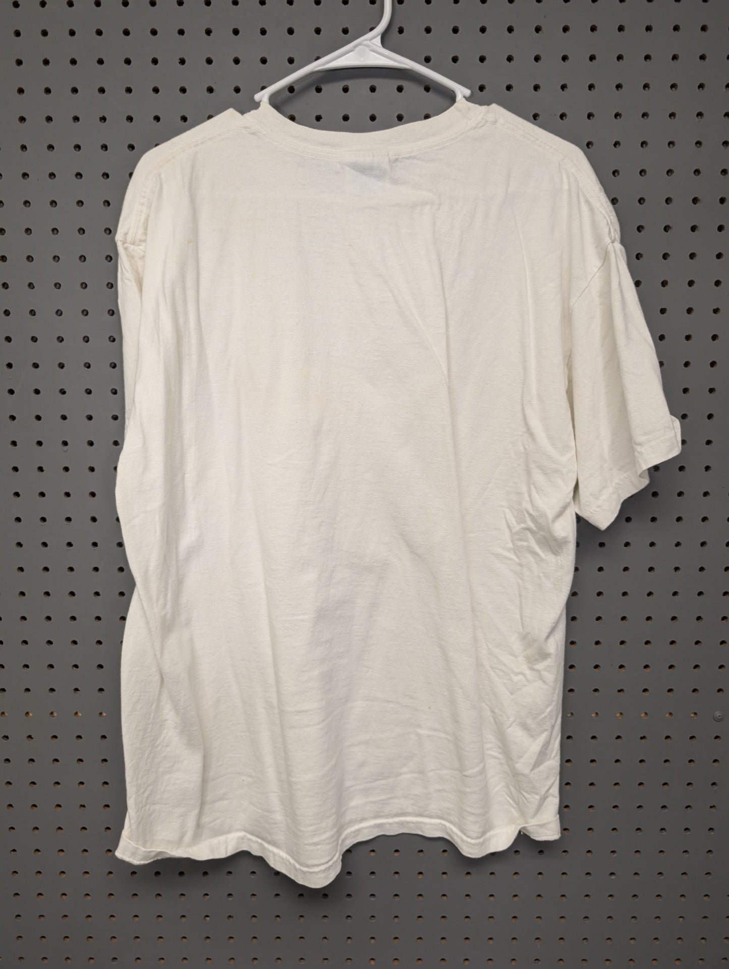Back of white Captain Dad shirt