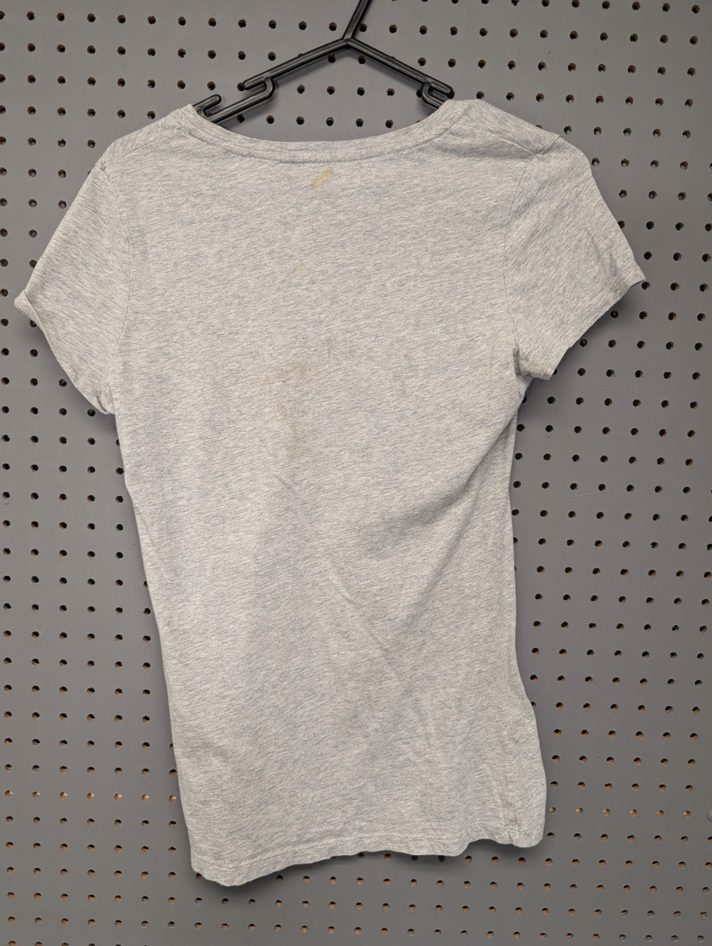 Back of grey OP v-neck t-shirt
