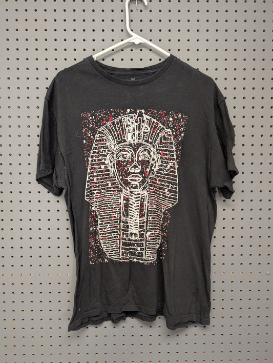 Front of black t-shirt with King Tut graphic
