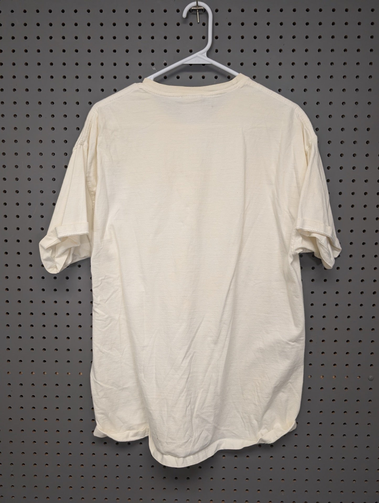 Back of cream vintage wine t-shirt