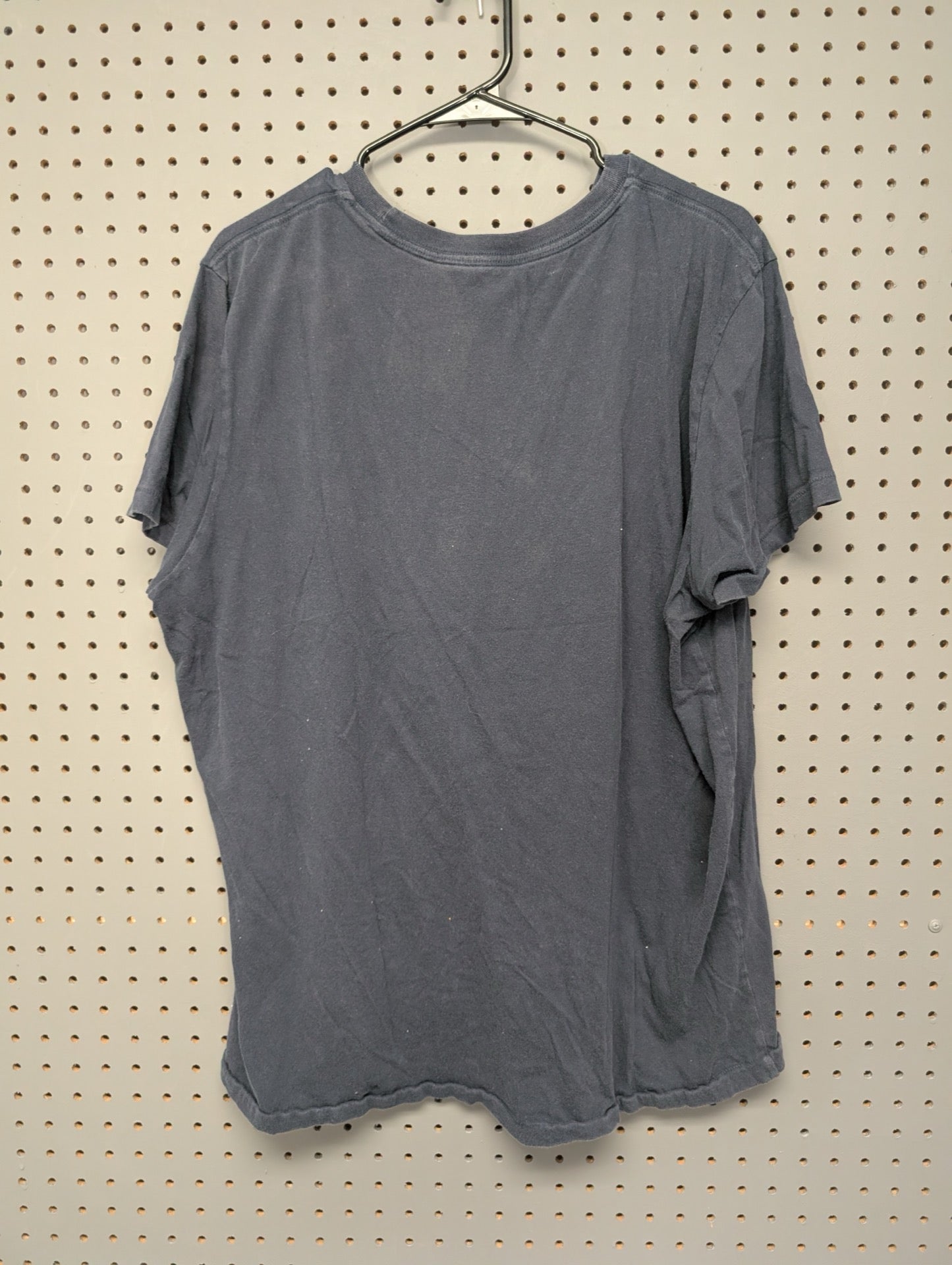 Back of navy t-shirt