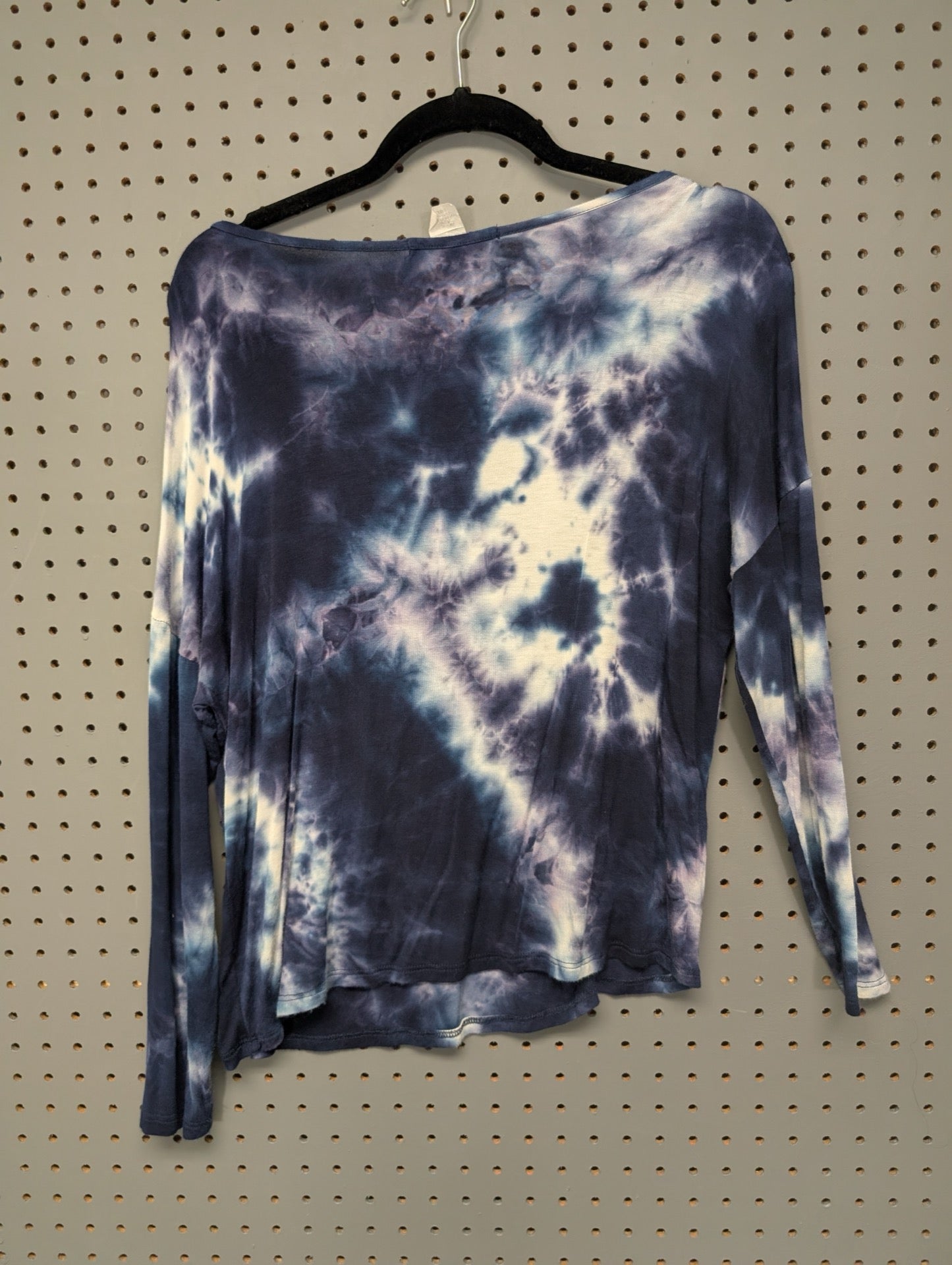 Back of blue tie-dye top