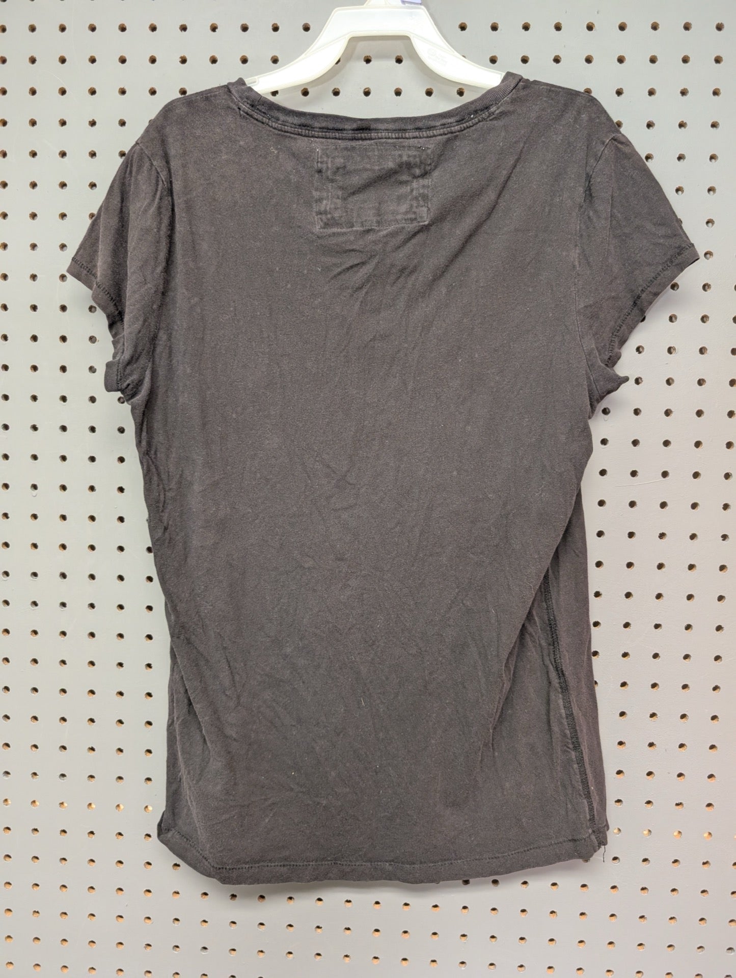 Back of plain faded black t-shirt