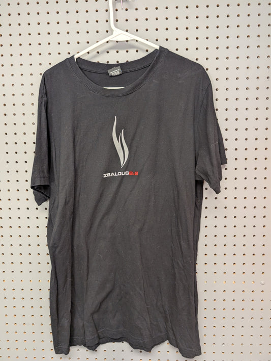 Front view of Zealous 8:2 black t-shirt