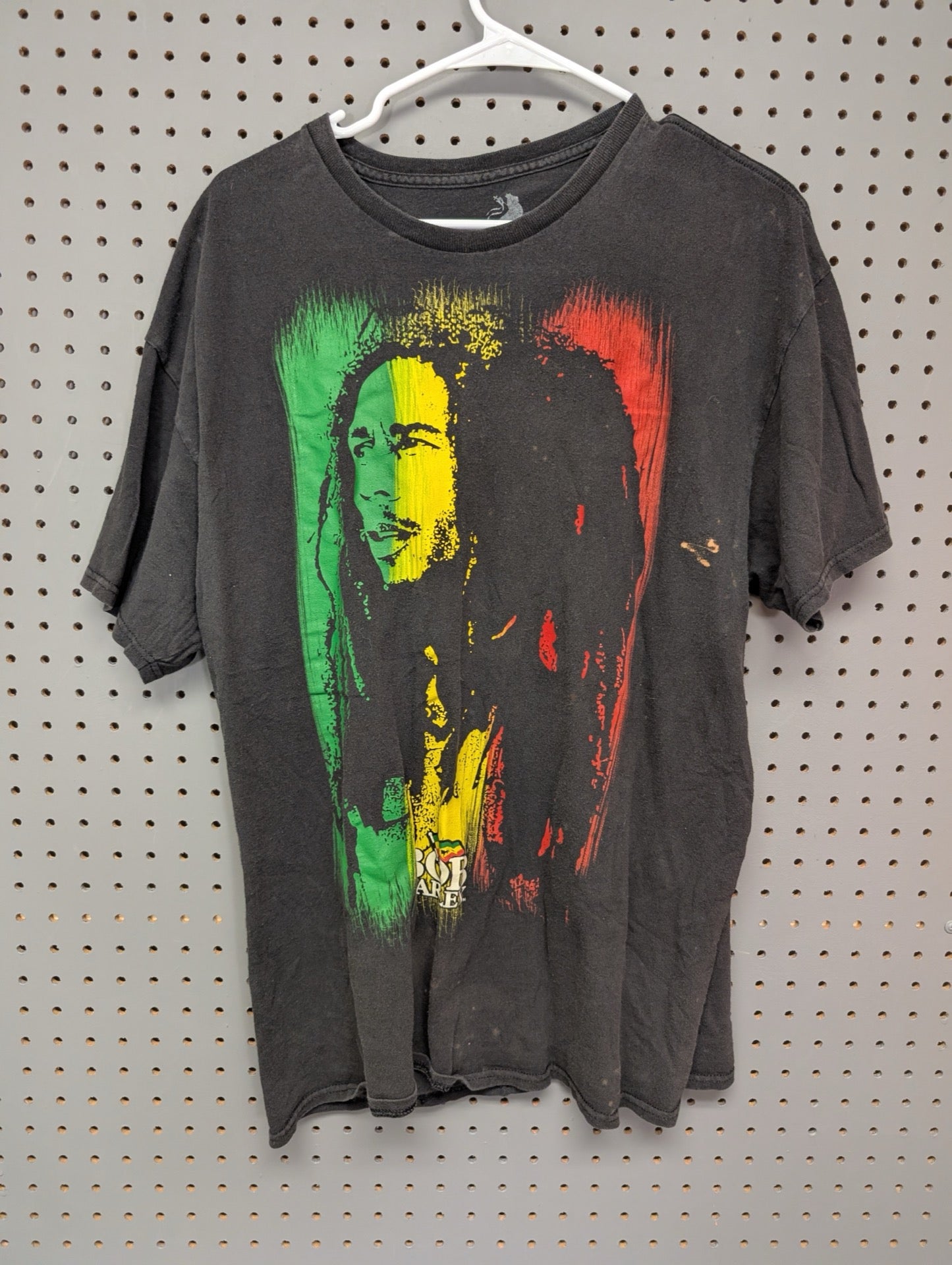 Front view of Bob Marley Rasta graphic t-shirt