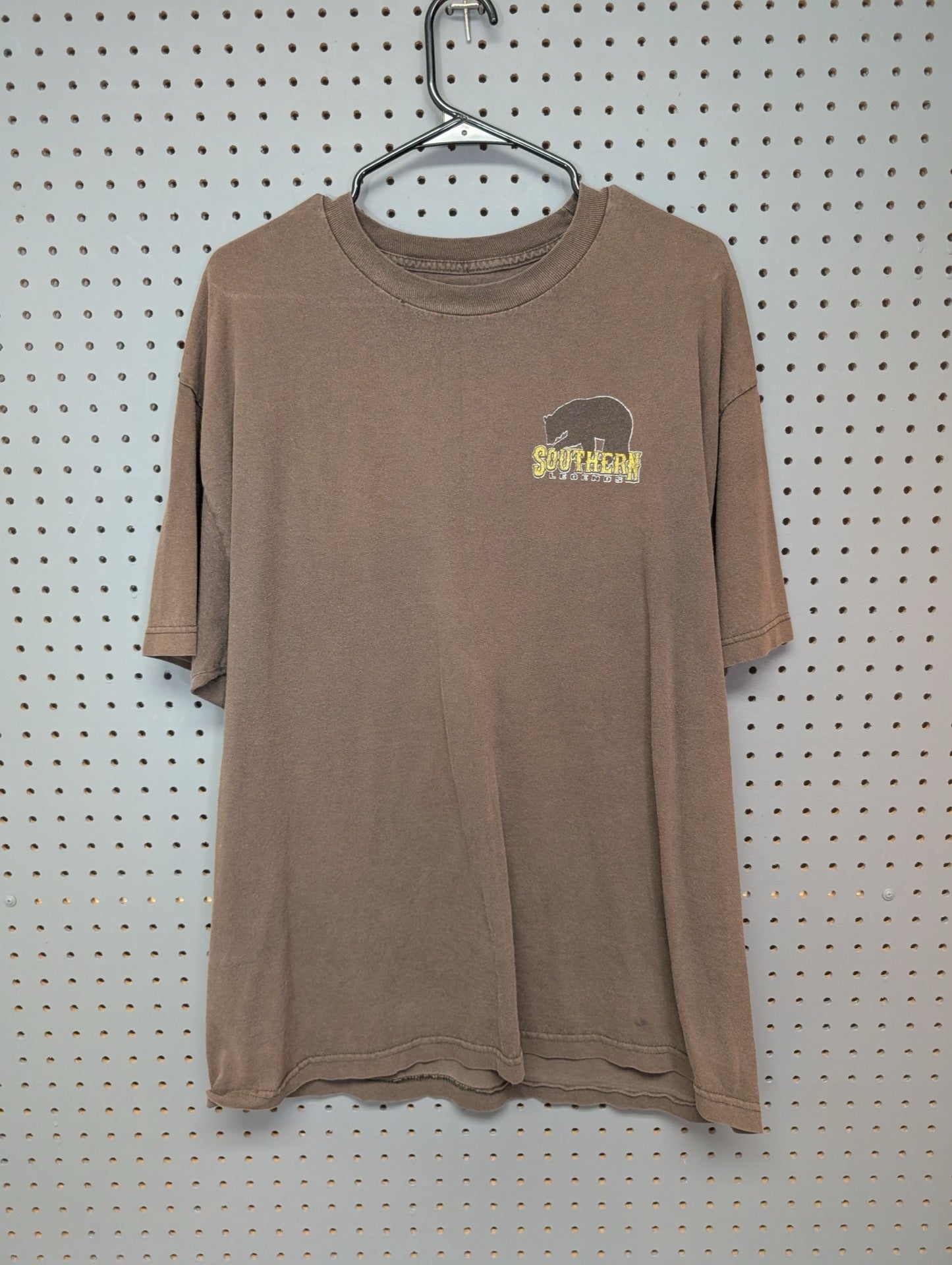 Front view of brown Southern Legends t-shirt