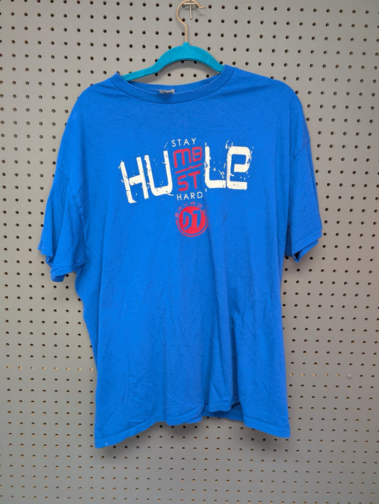 Front view of blue motivational t-shirt