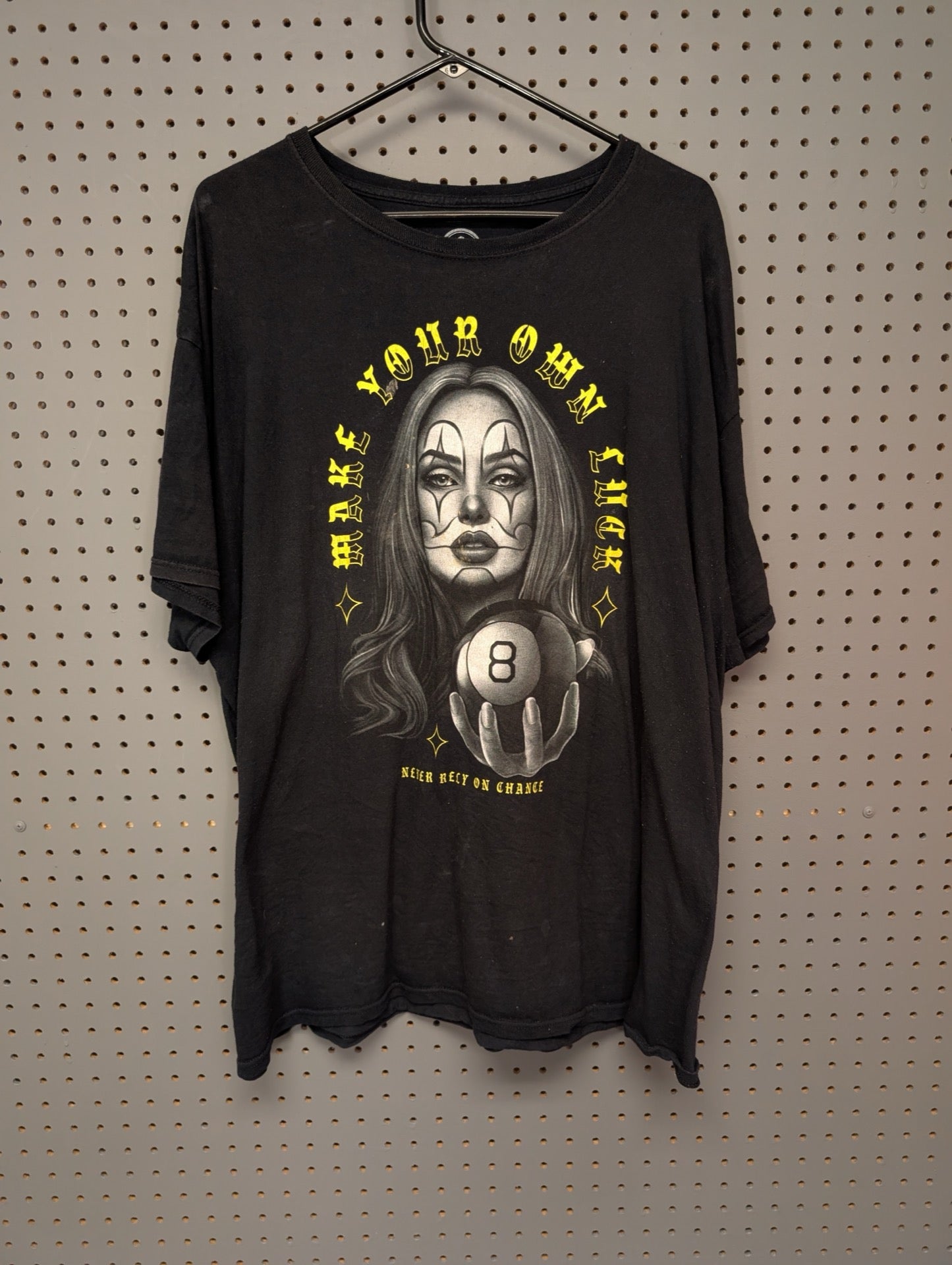 Front view of black DXM Make Your Own Luck t-shirt