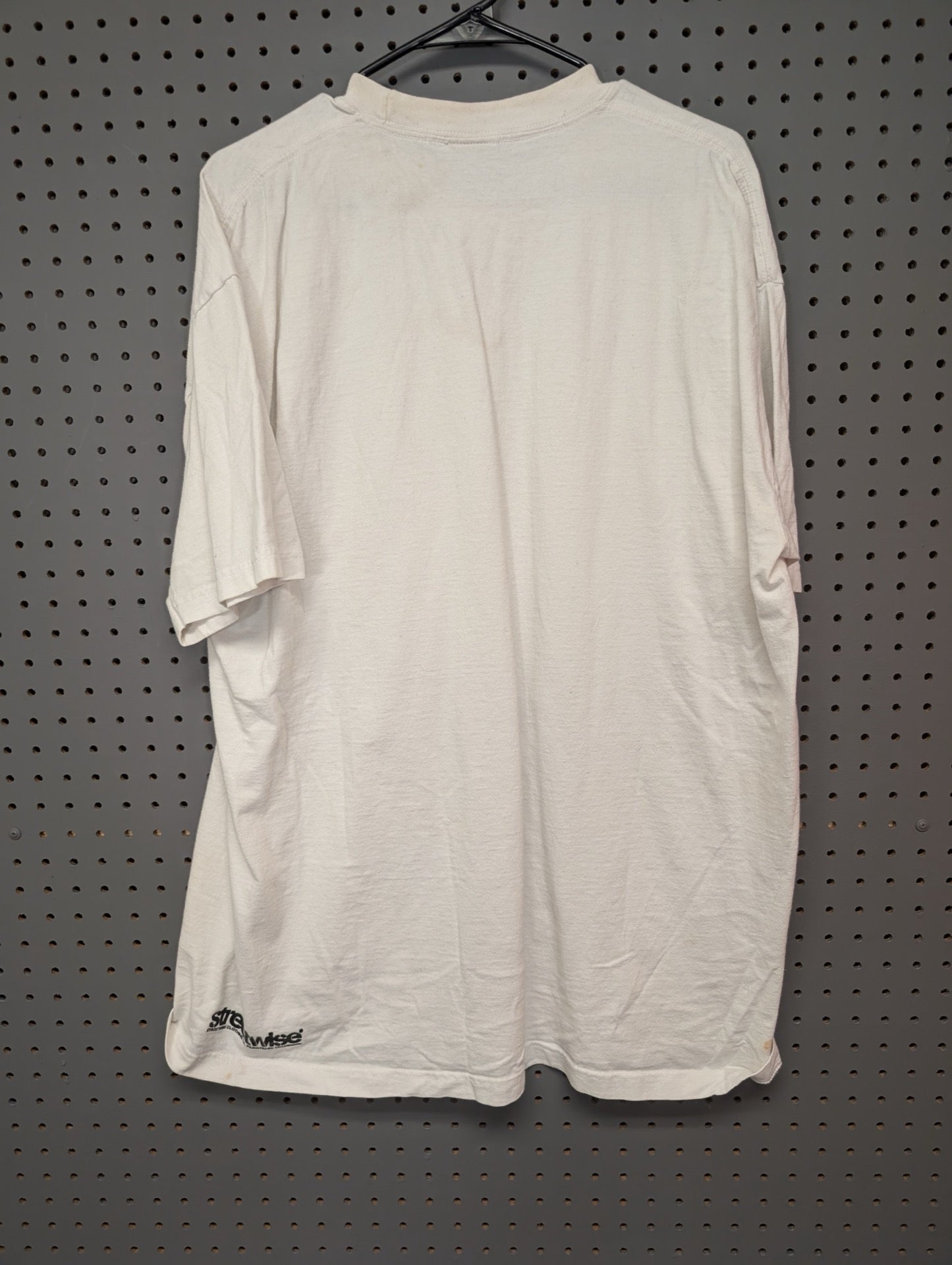 Back view of white Streetwise t-shirt