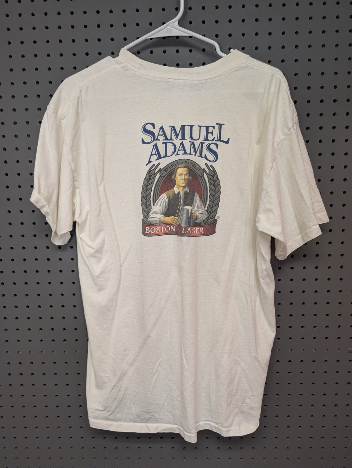 Back view of Samuel Adams t-shirt with large portrait graphic