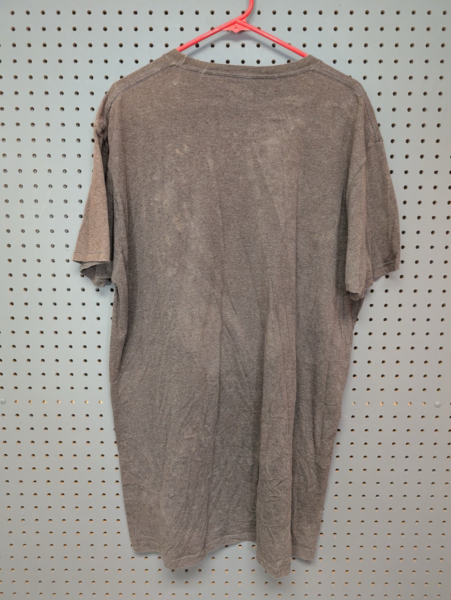 Back view of grey Joker t-shirt showing pilling