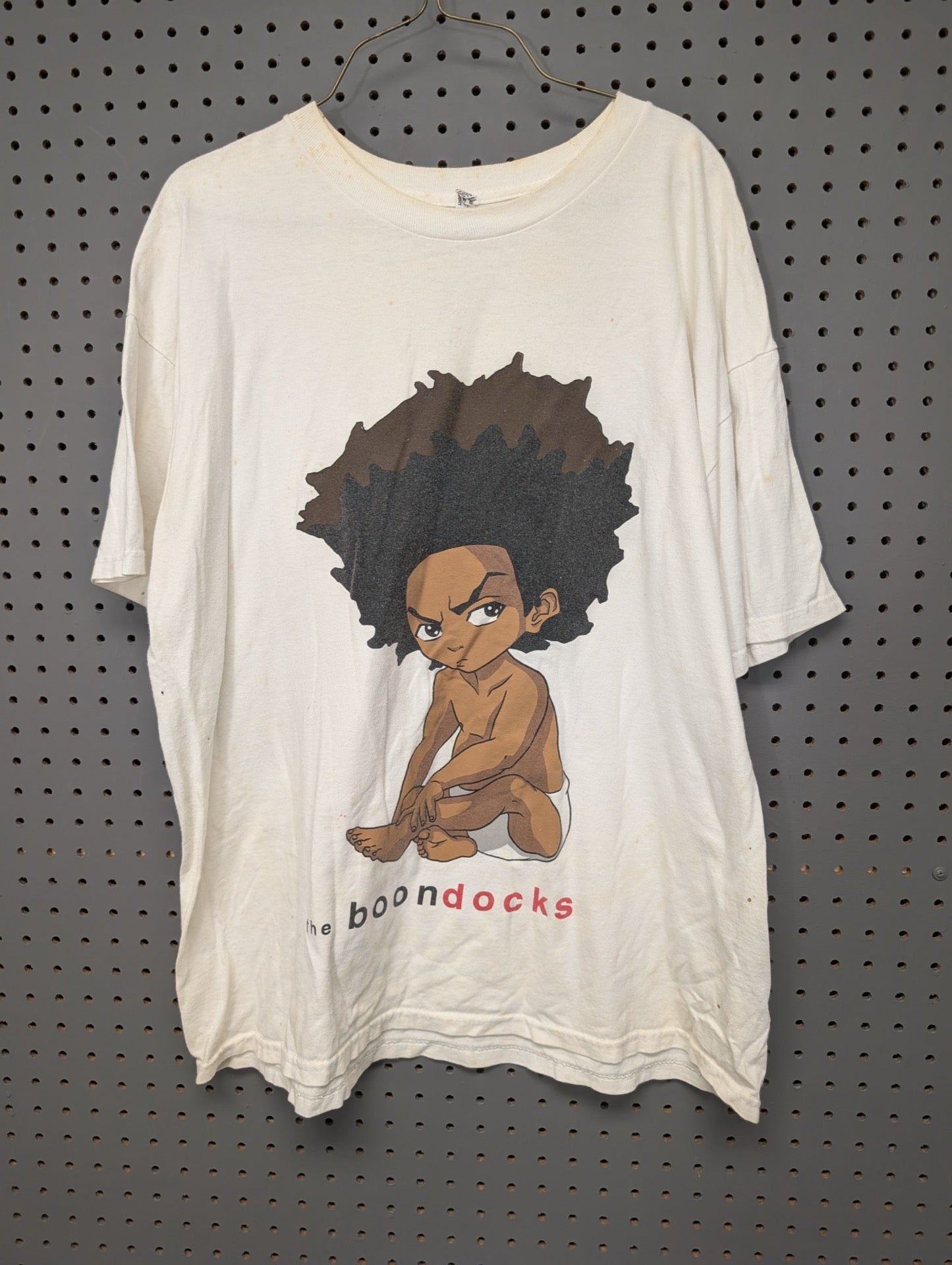 Front view of white t-shirt with Riley Freeman graphic