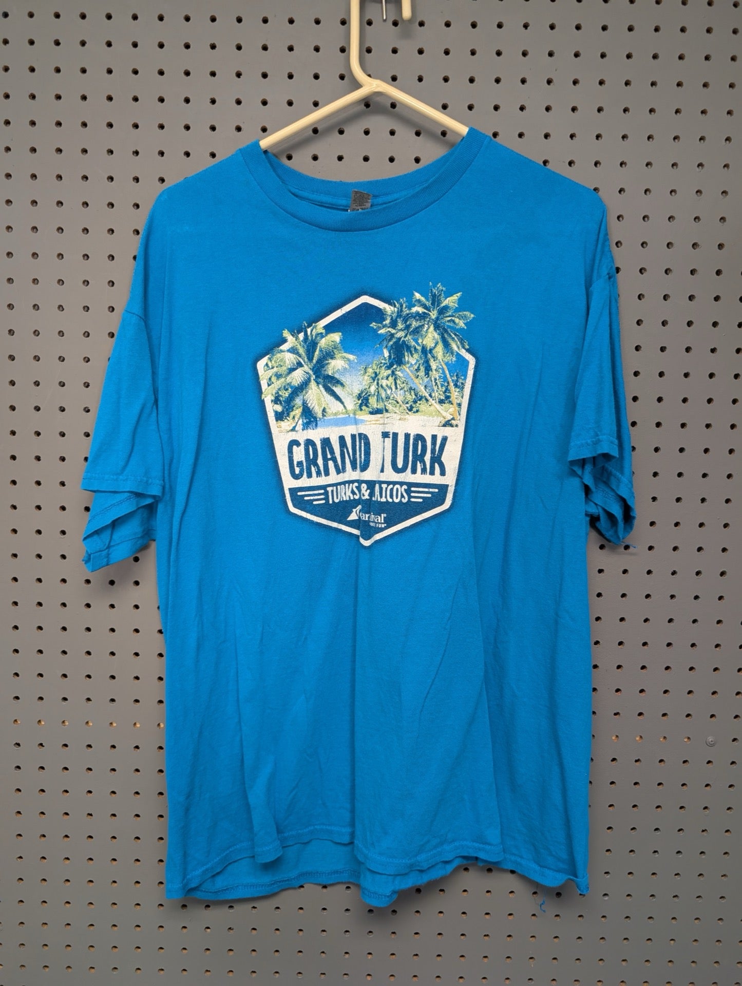 Front view of blue Grand Turk Carnival T-Shirt