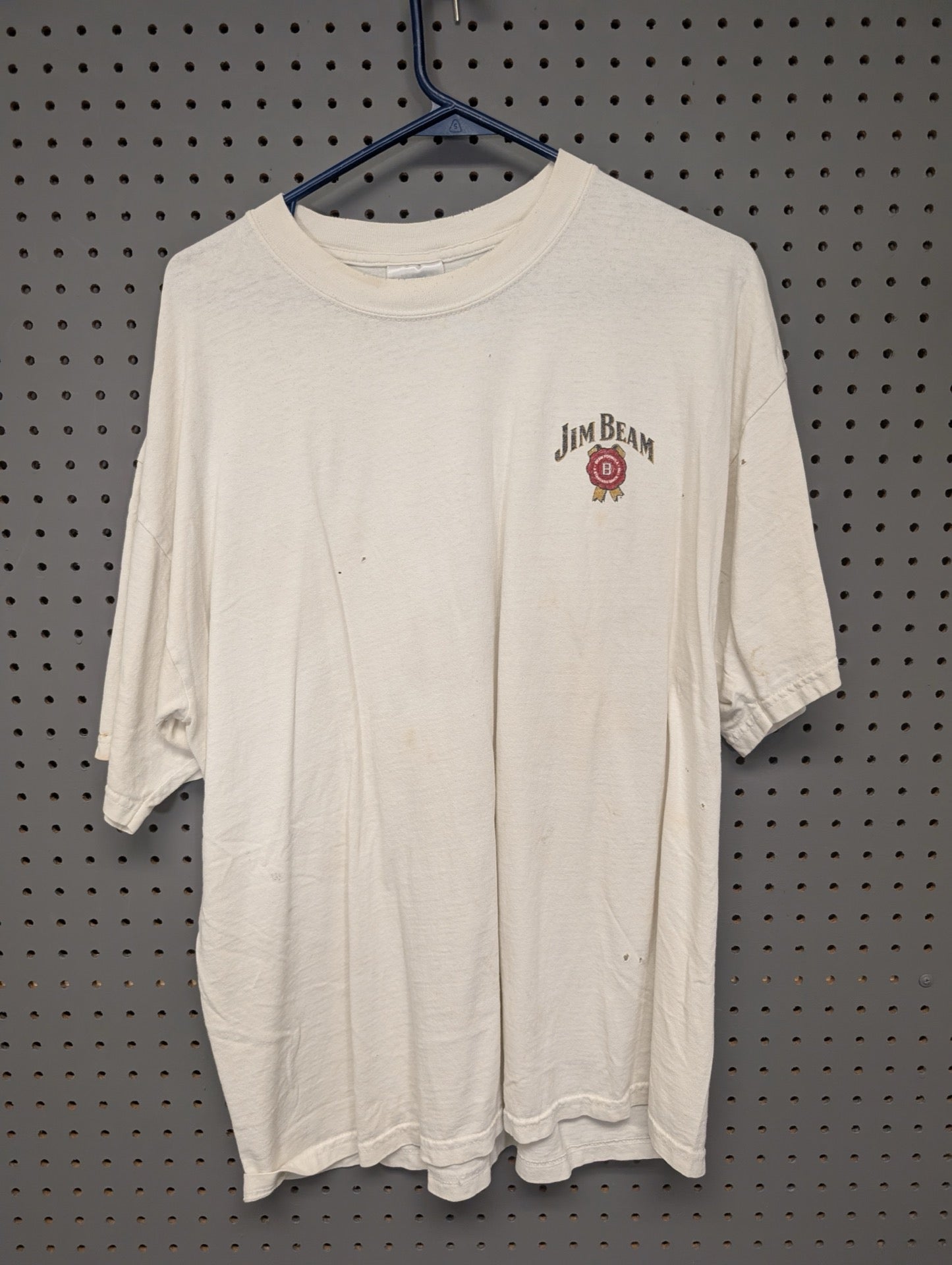 Front of distressed cream Jim Beam t-shirt