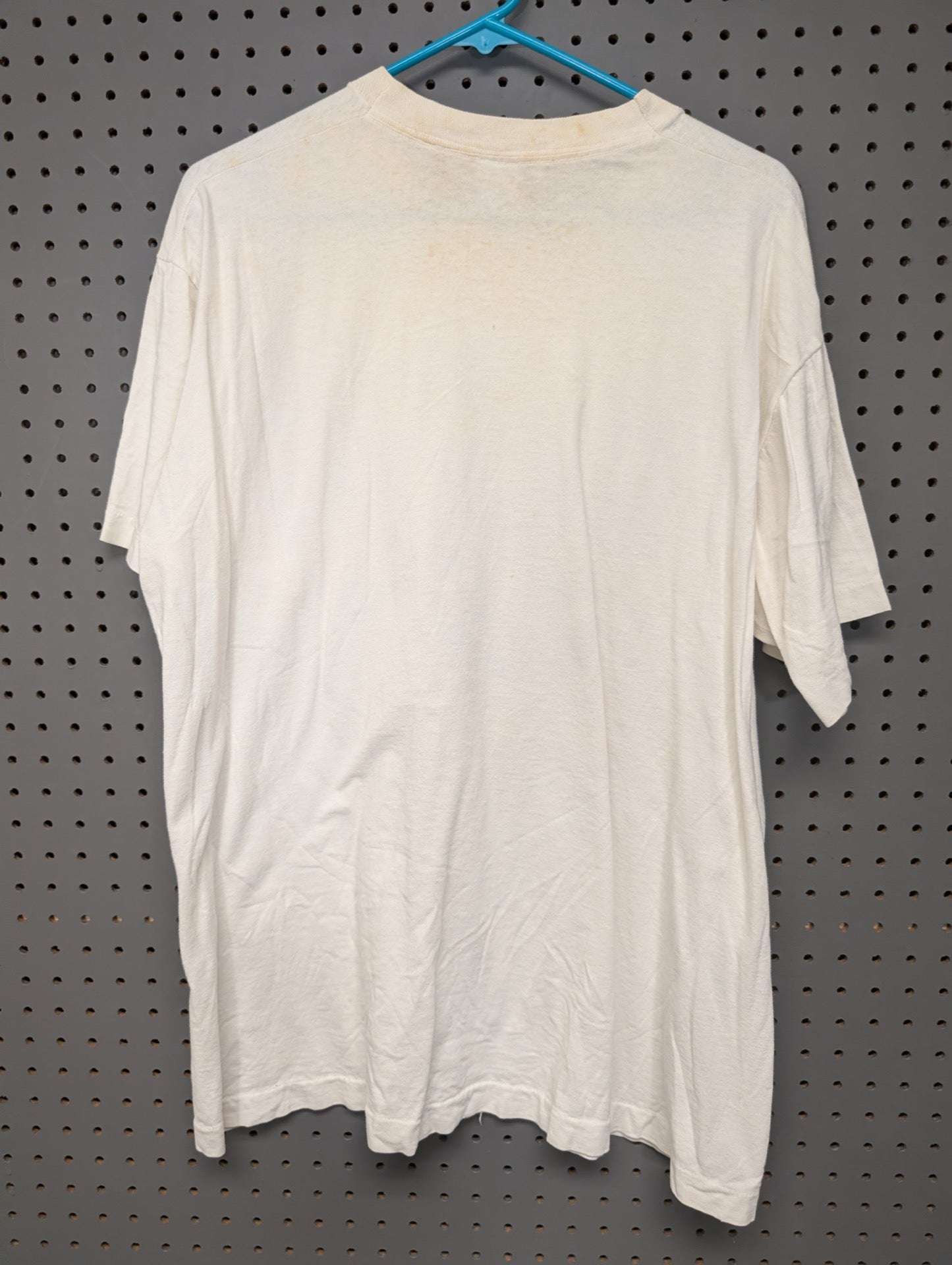 Back of white vintage Earth Day t-shirt