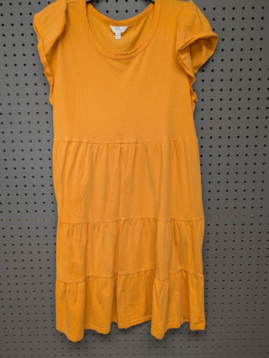 Front view of Time and Tru orange tiered dress