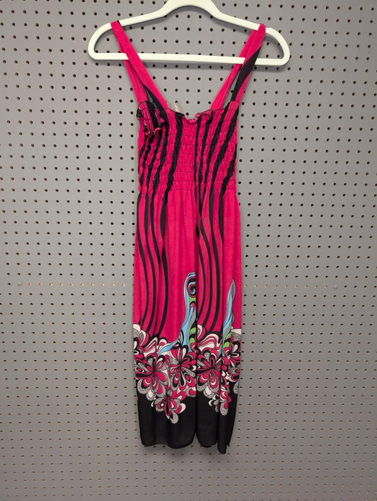 Front view of Ace Fashion pink smocked dress
