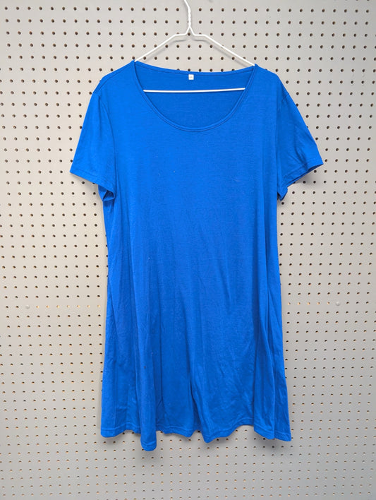 Front view of bright blue t-shirt dress