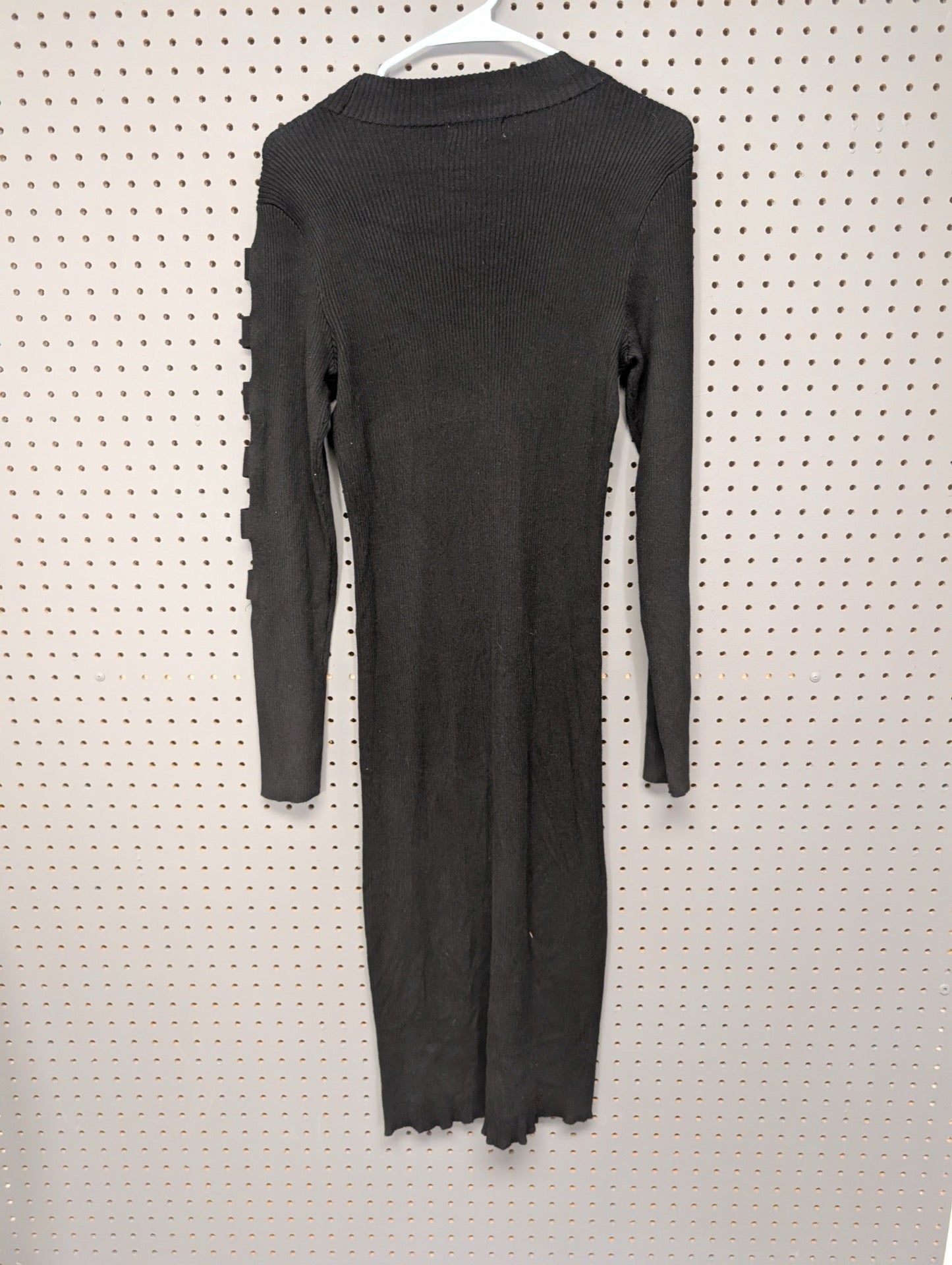 Back view of Love Always black ribbed dress
