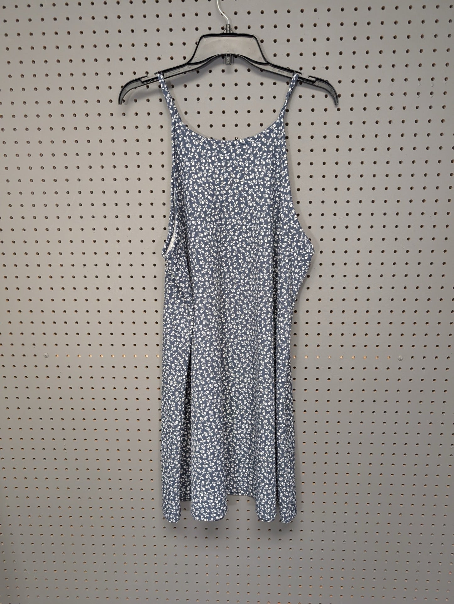 Front view of Wallflower blue floral dress