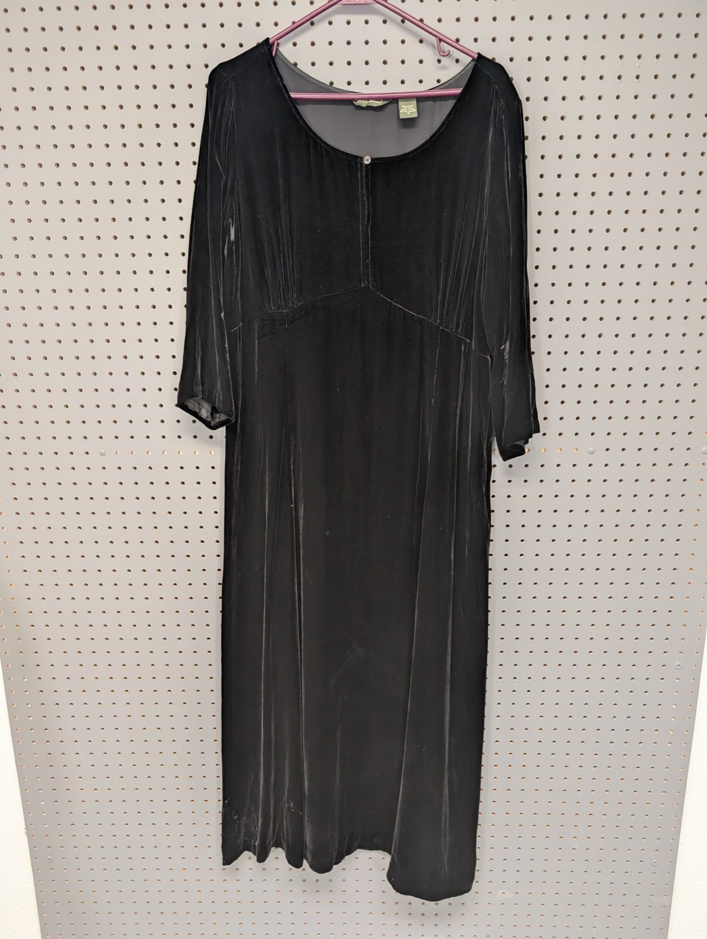 Front view of Eddie Bauer black velvet dress