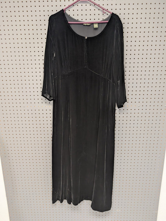 Front view of Eddie Bauer black velvet dress