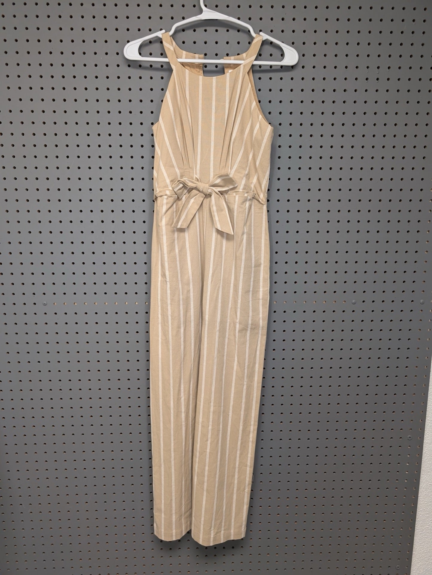 Front view of GB Girls striped jumpsuit