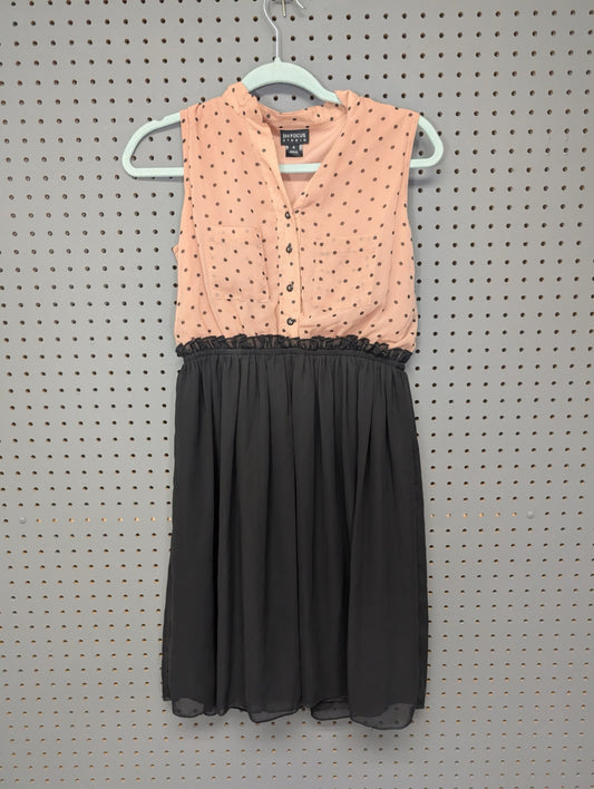 Front view of En Focus Studio polka dot dress