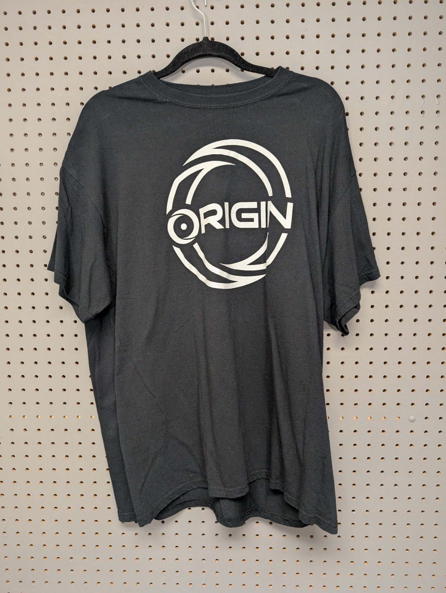 Front of black ORIGIN PC logo t-shirt