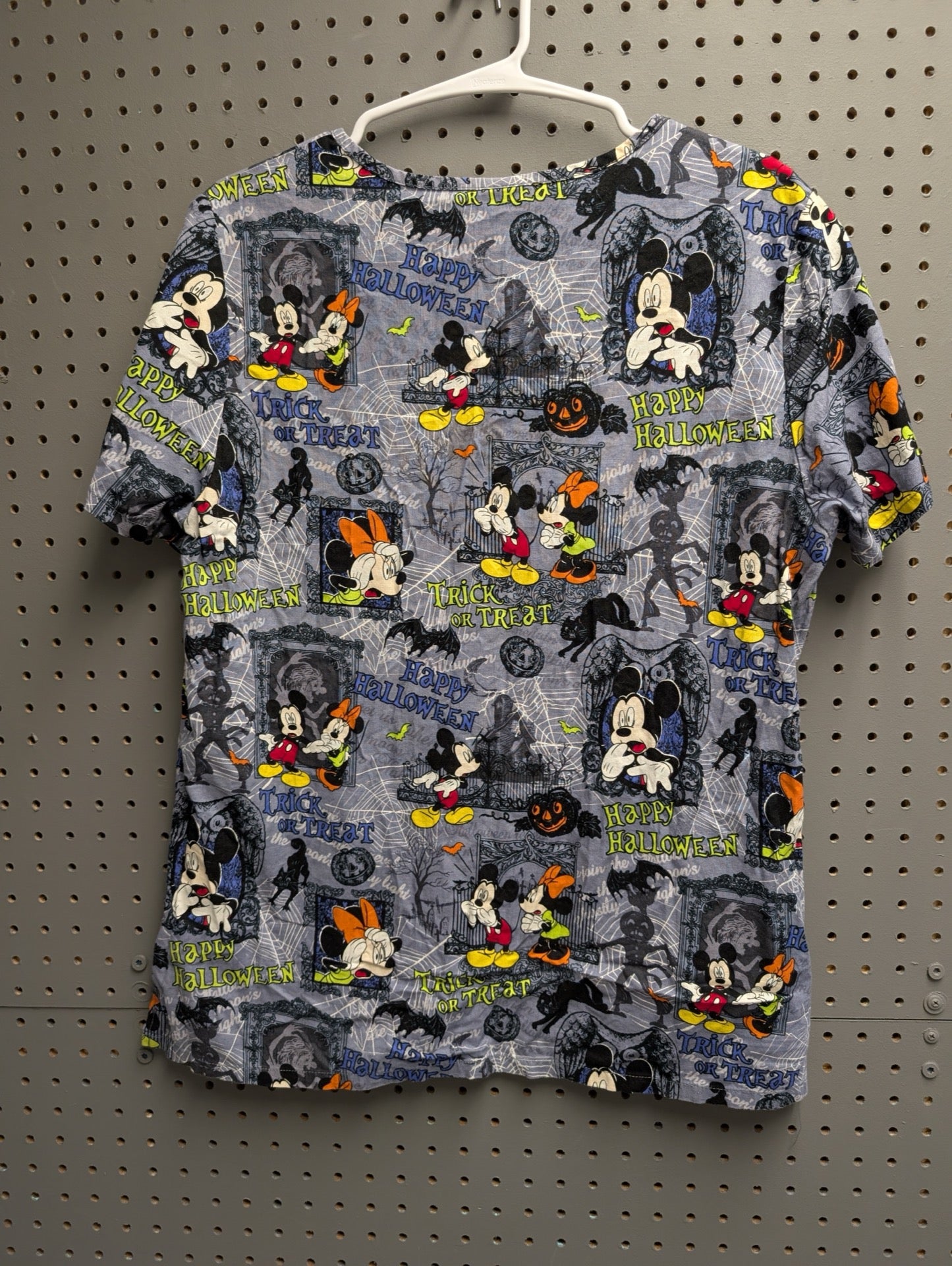 Back view of Halloween scrub top