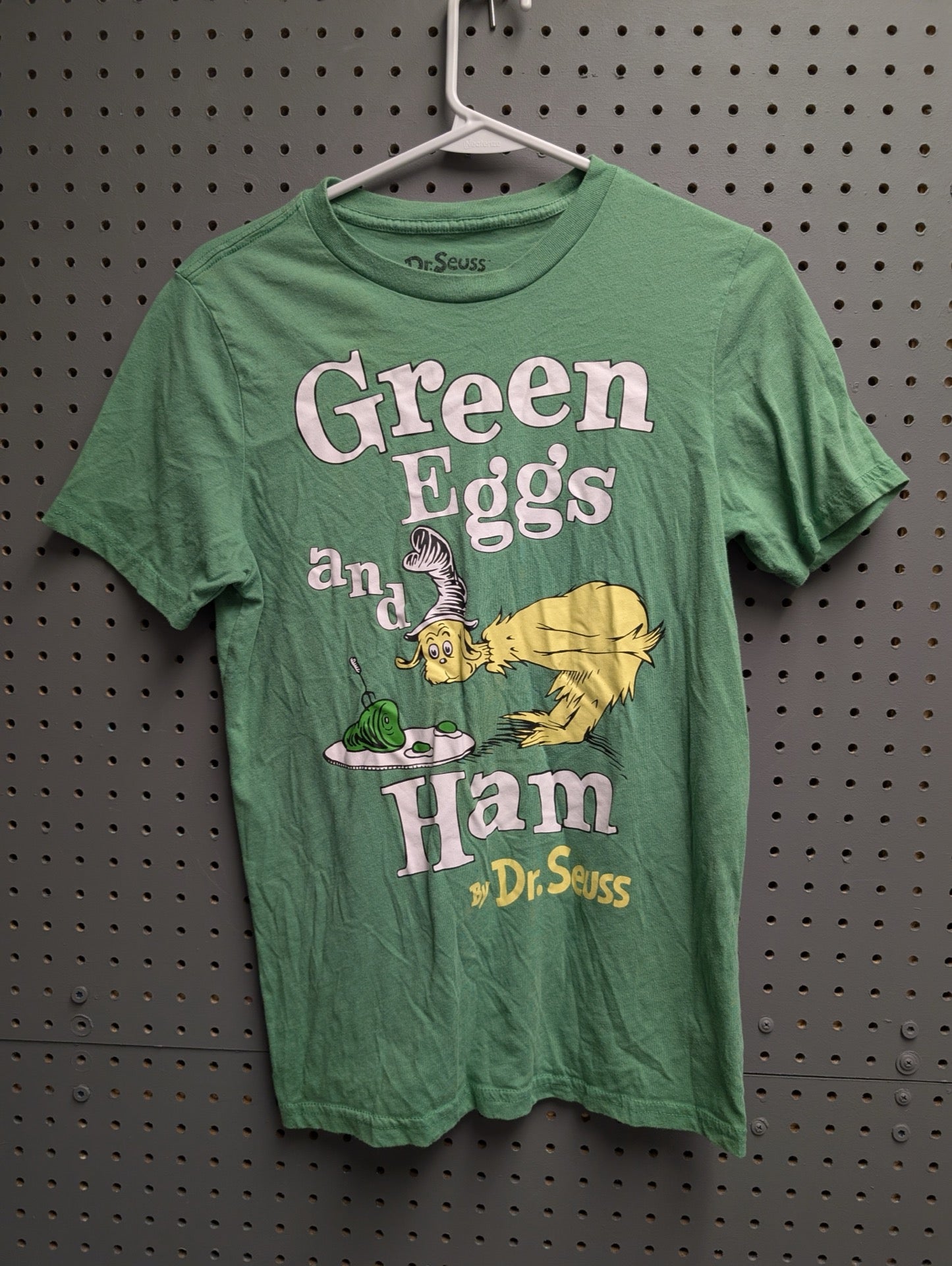 Front view of green Dr. Seuss Green Eggs and Ham t-shirt