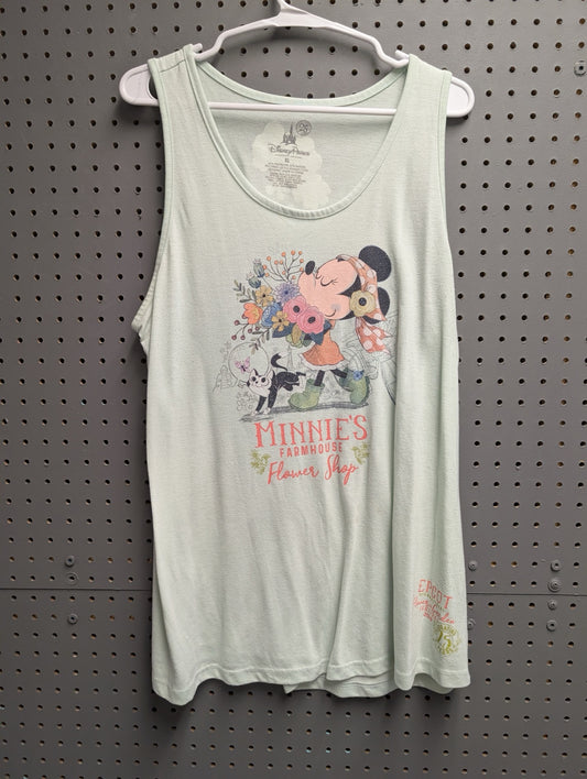 Front view of mint green Epcot Flower and Garden Minnie Mouse tank