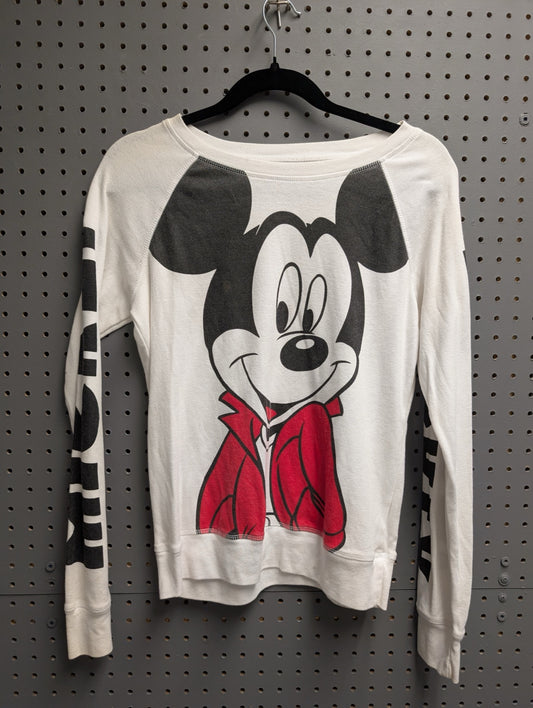 Front view of white Mickey Mouse long sleeve shirt