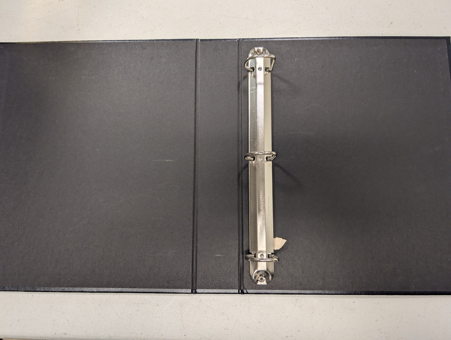 Inside view of empty 3-ring binder