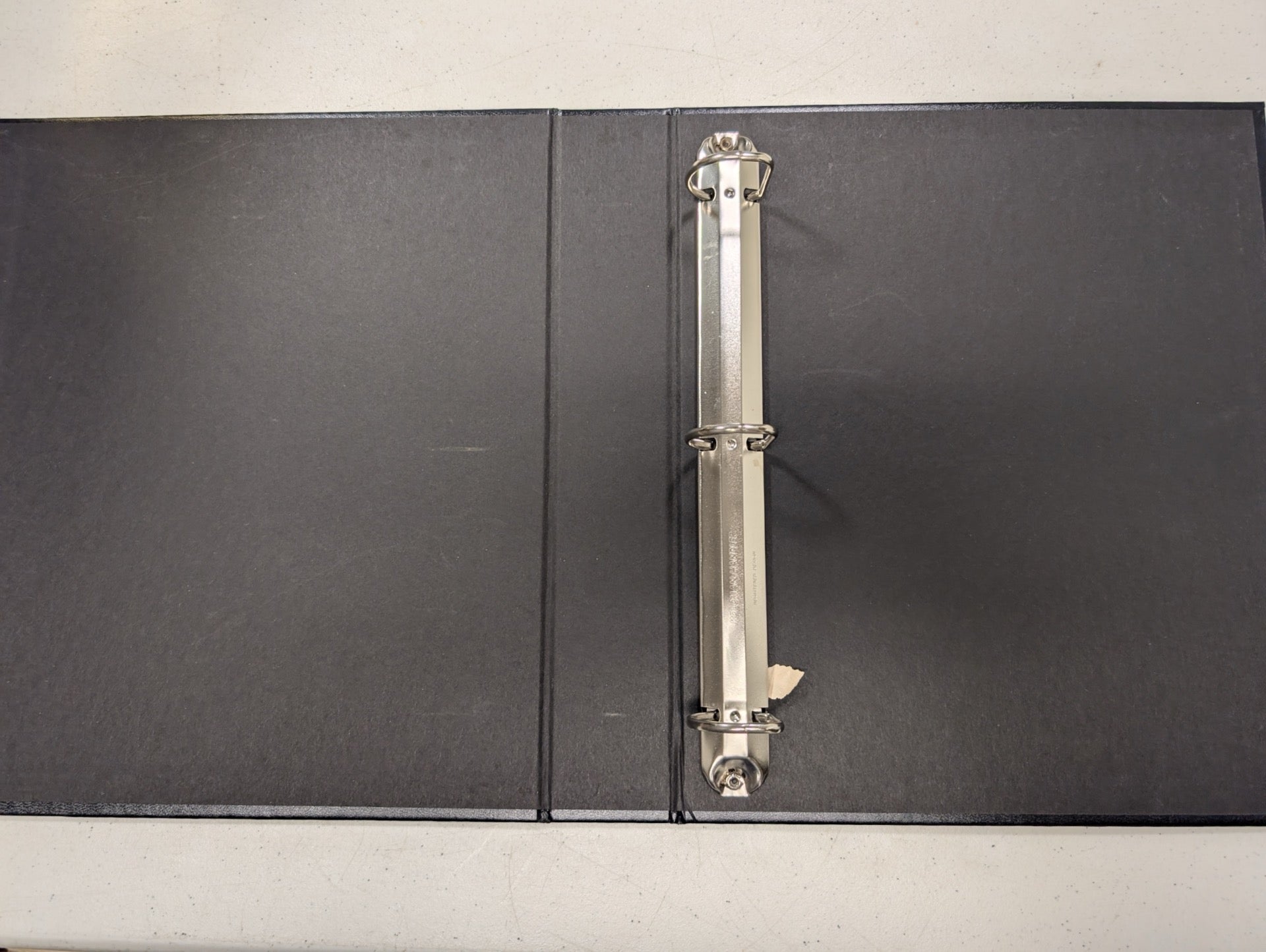 Inside view of empty 3-ring binder