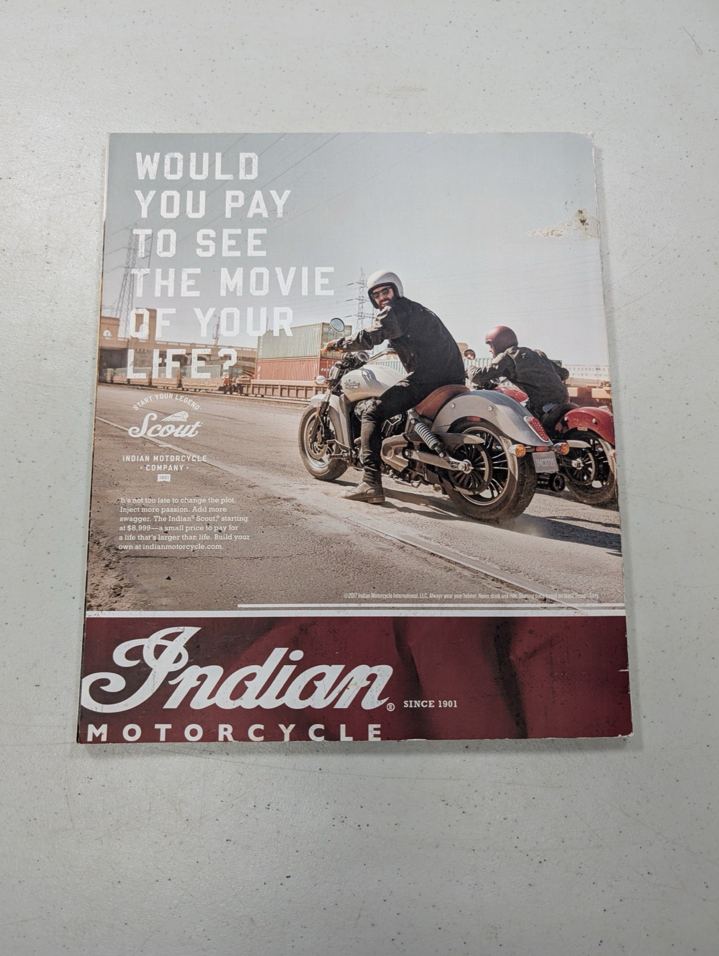 Back cover featuring Indian Motorcycle ad