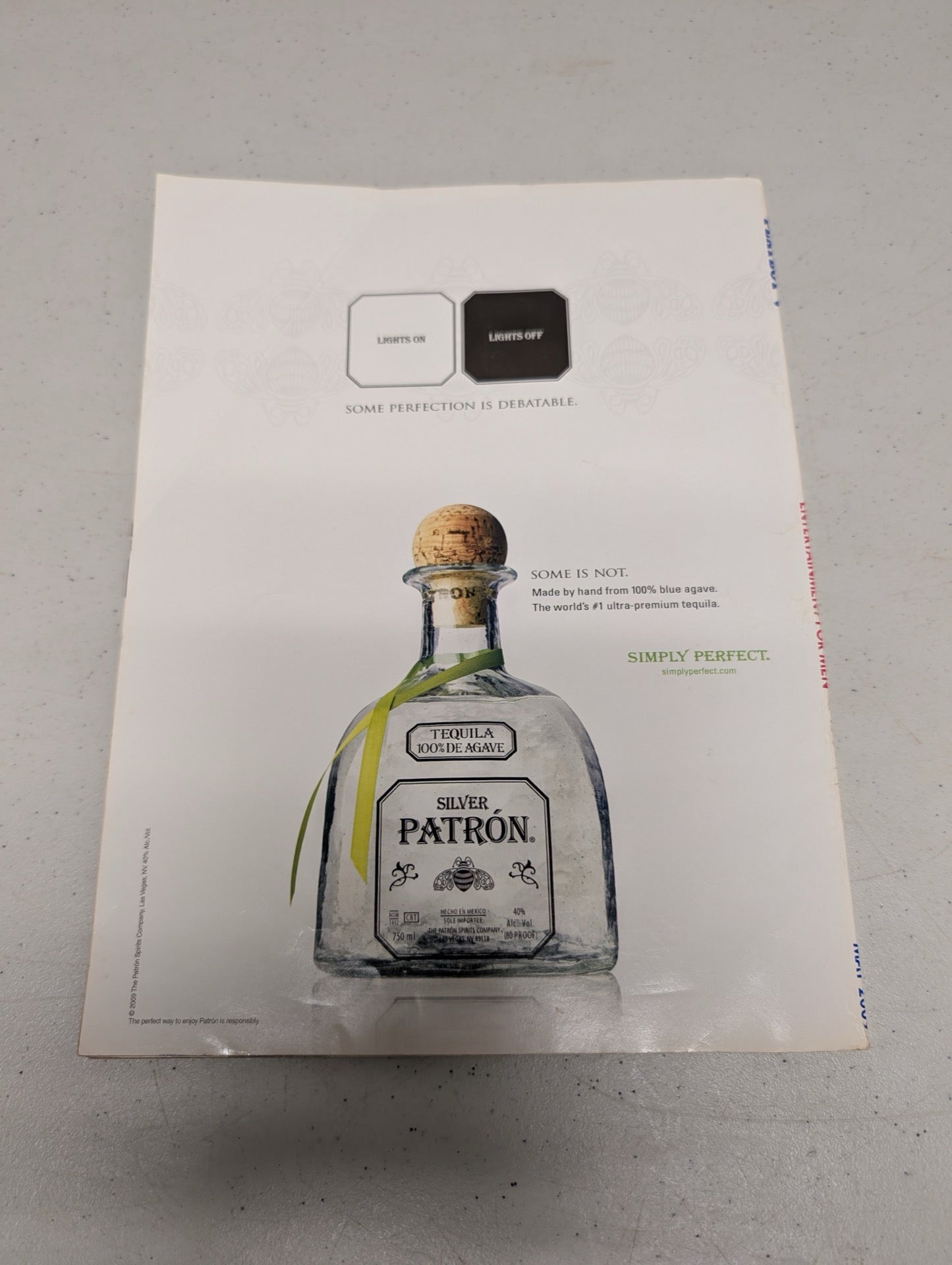 Back cover of Playboy Magazine May 2009 Patron ad