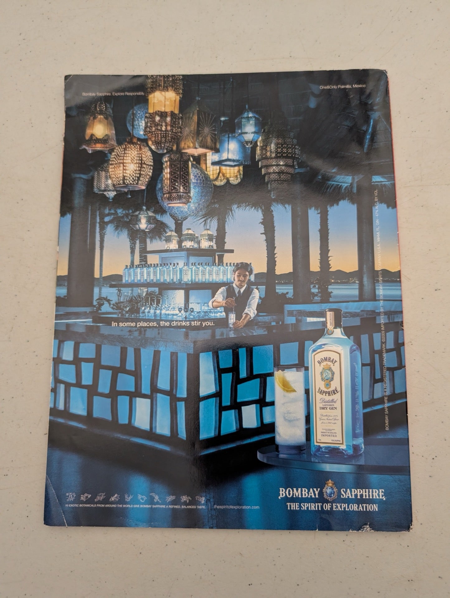 Back cover of Playboy Magazine June 2009 Bombay Sapphire