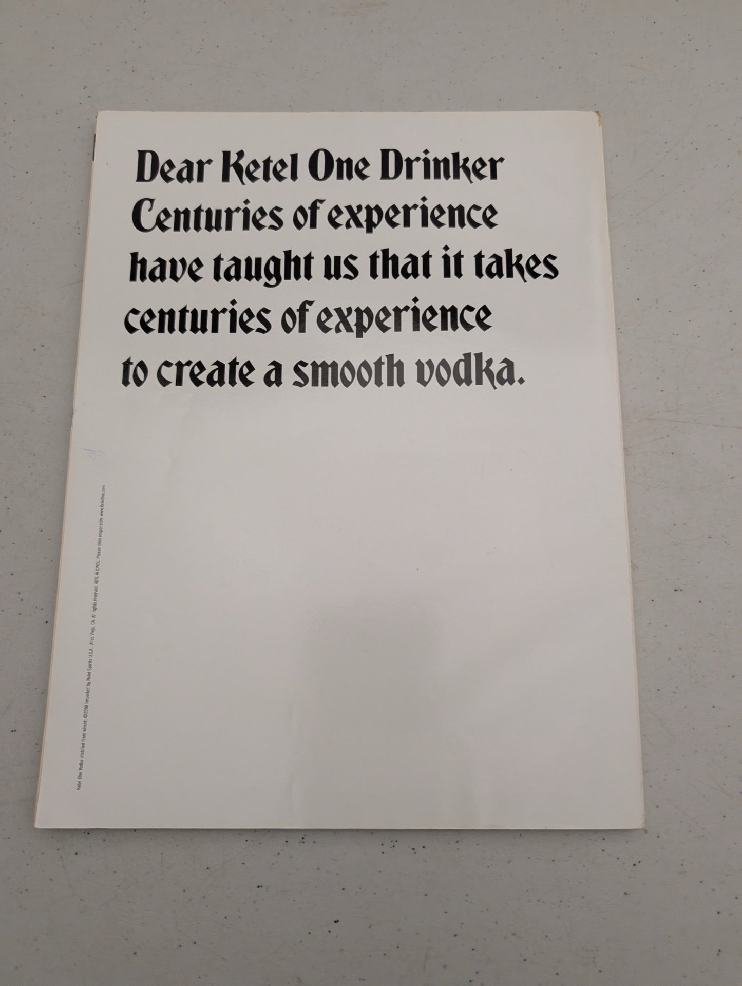 Back cover of Playboy Magazine September 2008 Ketel One